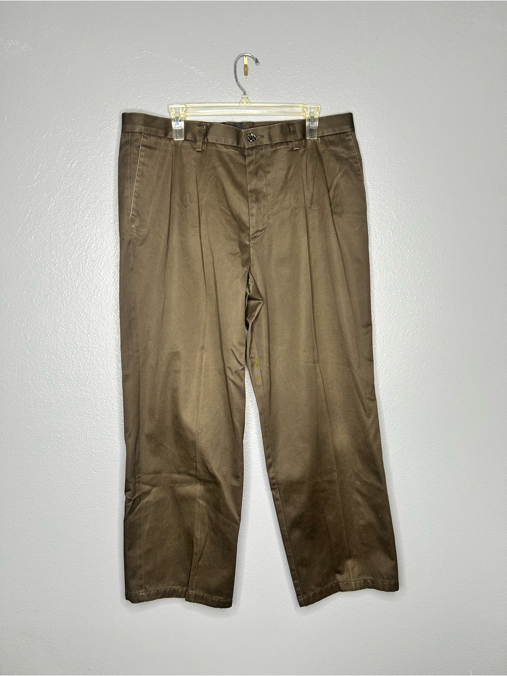 Dockers D3 Classic Fit Cotton Men's Olive Brown Pleated Dress Pants 36x29